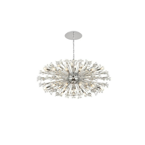 Elegant Lighting Vera 48" Crystal Starburst Oval Pendant In Chrome