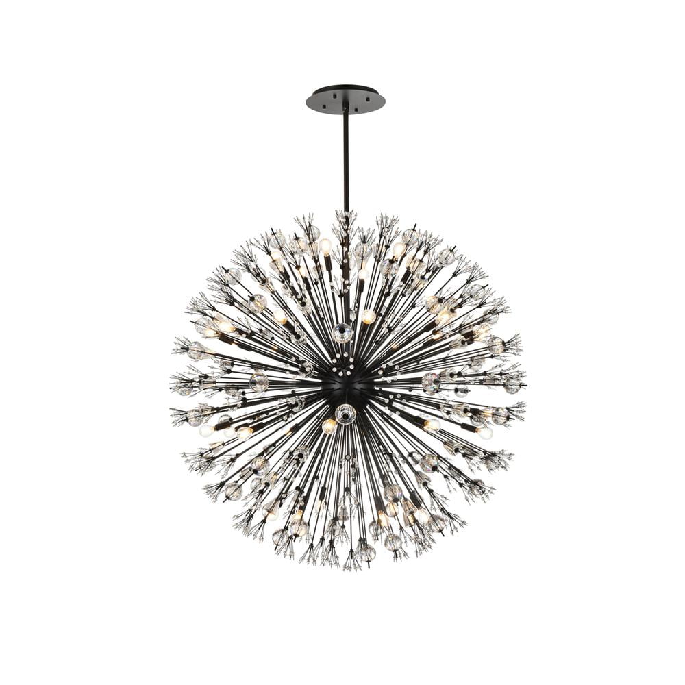 Vera 50" Black Metal and Crystal Starburst Pendant