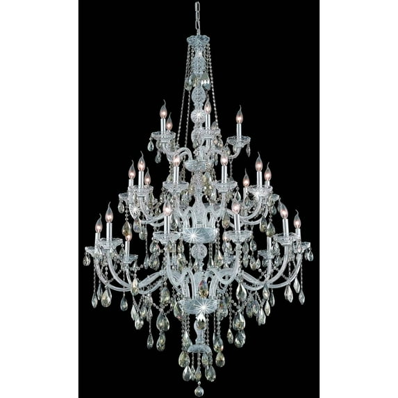 Elegant Lighting Verona 25 light Chrome Chandelier Golden Teak (Smoky) Royal Cut Crystal