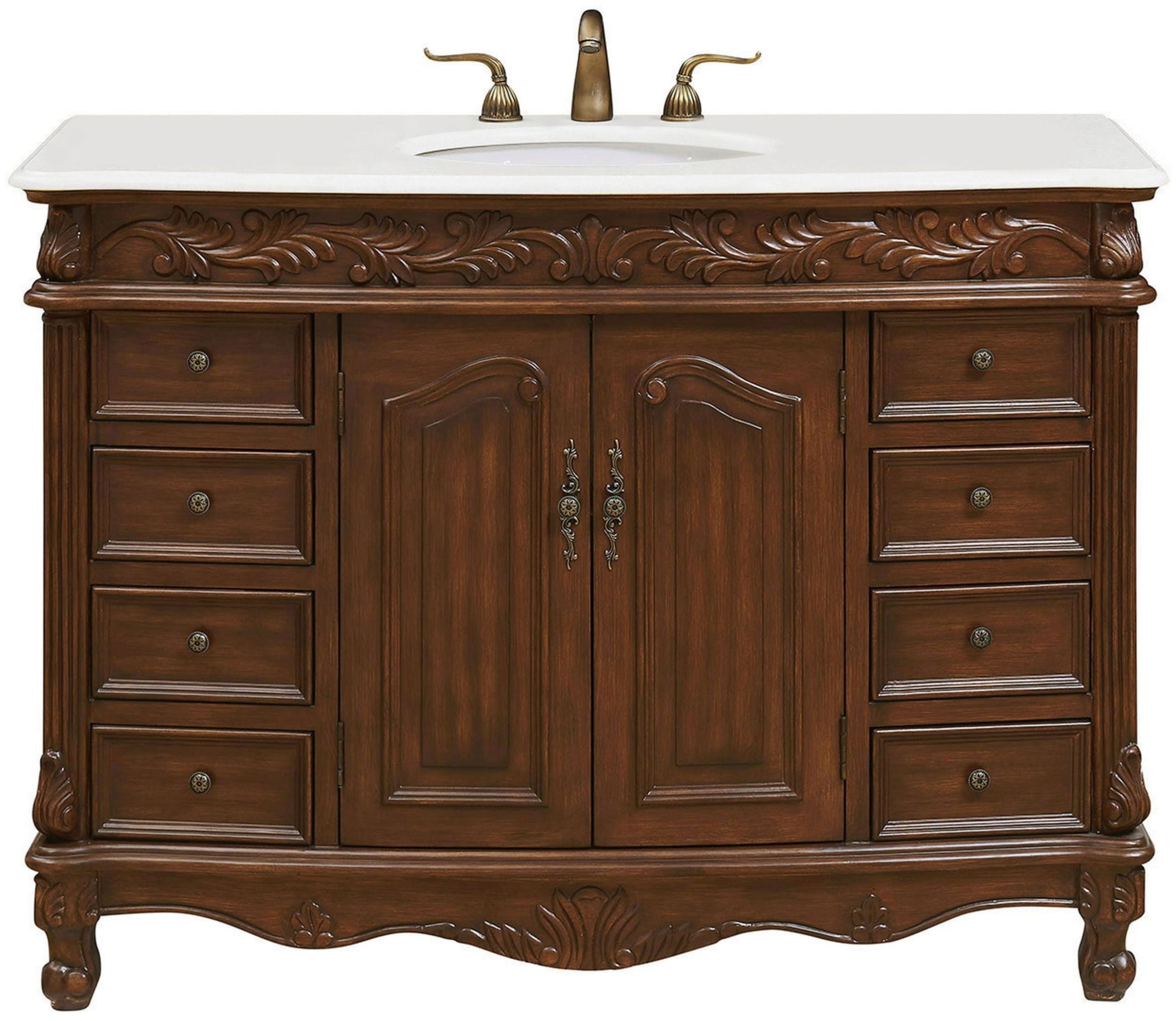 Bordeaux 48" Brown Freestanding Vanity with Ivory Quartz Top