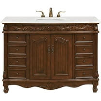 Elegant Kitchen and Bath 48 Inch Single Bathroom Vanity In Teak Color With Ivory White Engineered Marble