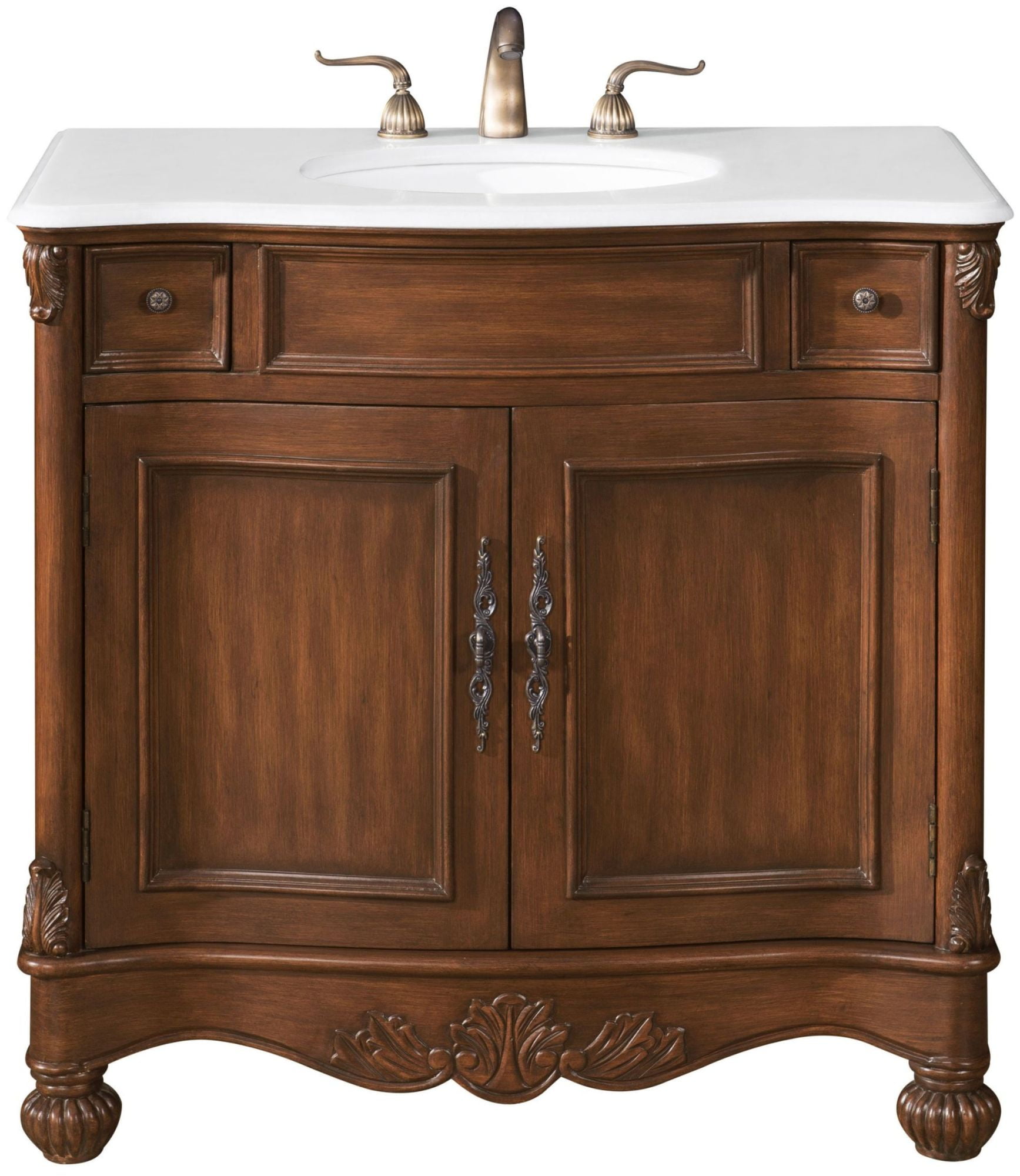 Brown 36" Single Vanity with Ivory Quartz Countertop