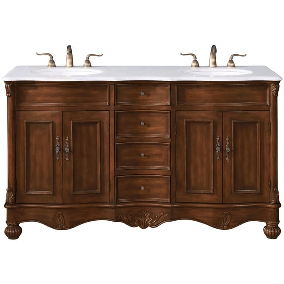 Elegant Lighting VF-1048-VW Windsor 60" Free Standing Double Basin Vanity Set - Wood