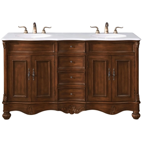 Elegant Lighting VF-1048-VW Windsor 60" Free Standing Double Basin Vanity Set - Wood