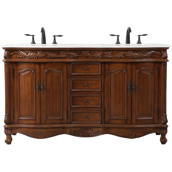 Elegant Lighting VF-1049TK-VW Windsor 60" Free Standing Double Basin Vanity Set - Wood