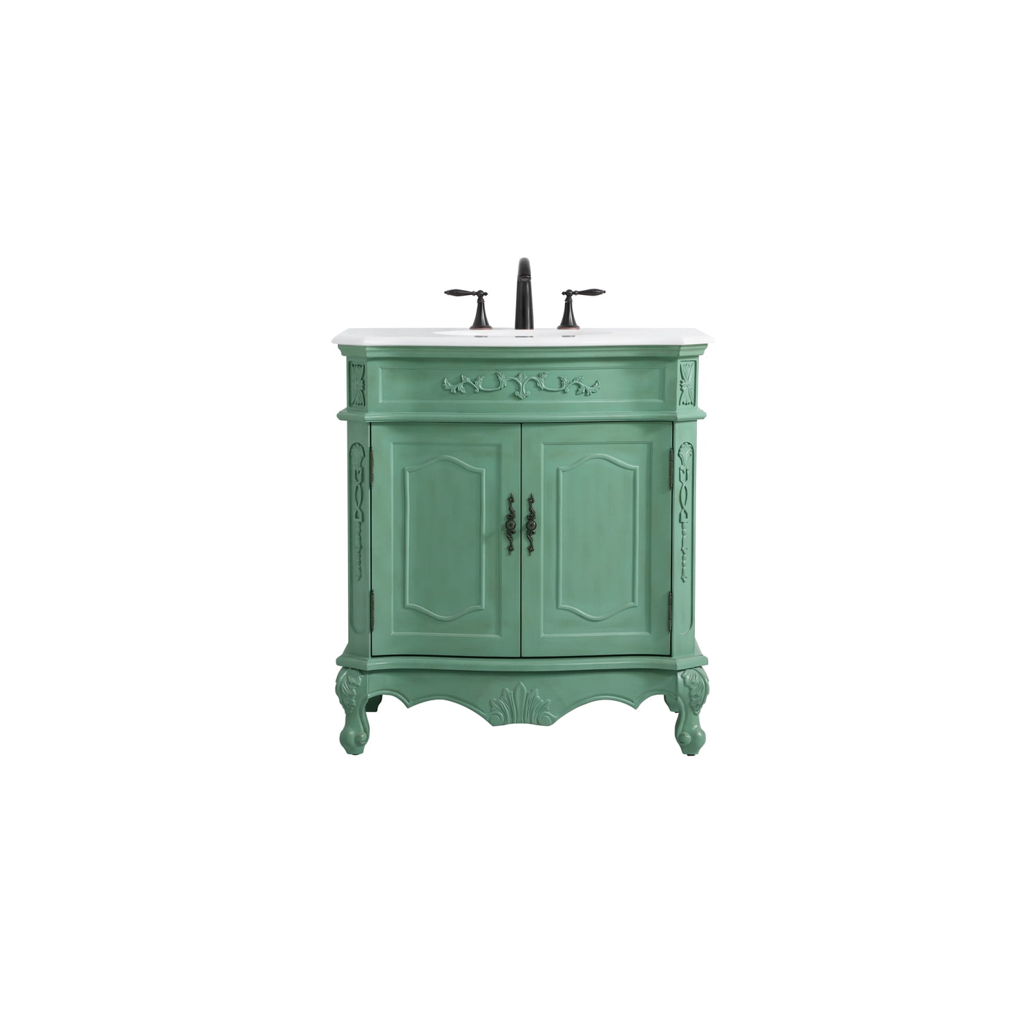 Vintage Mint 32" Freestanding Single Vanity with Quartz Top