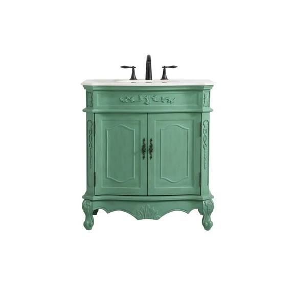 Elegant Decor Danville 32" Solid Wood Single Bathroom Vanity in Vintage Mint