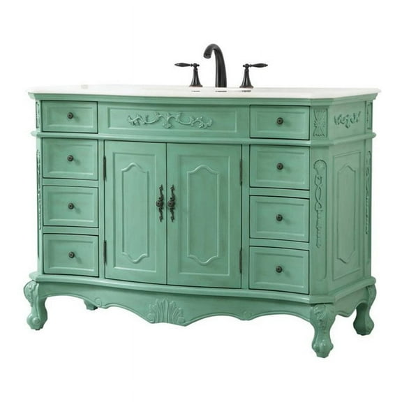 Elegant Decor Danville 48" Solid Wood Single Bathroom Vanity in Vintage Mint