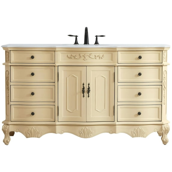 Elegant Kitchen and Bath 60 inch Single Bathroom vanity in Light Antique Beige