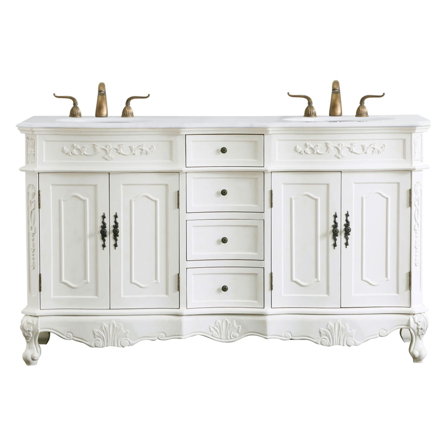 Antique White Double Vanity with Ivory Quartz Top