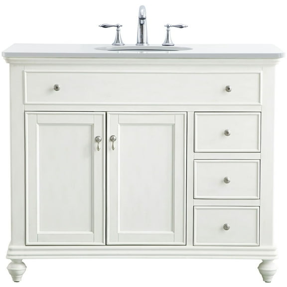 Elegant Kitchen and Bath 42 inch Single Bathroom vanity in antique white