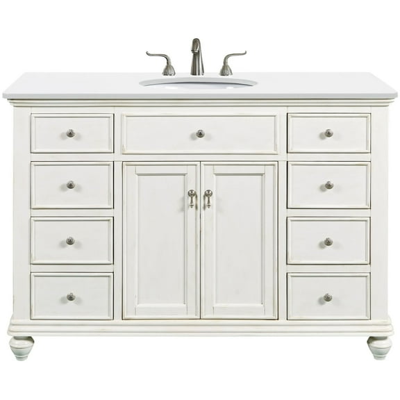 Elegant Kitchen and Bath 48 inch Single Bathroom vanity in Antique White