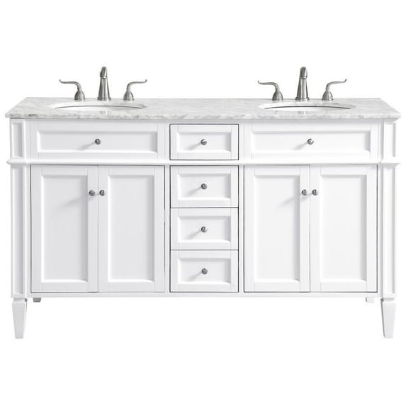 Elegant Lighting Vf12560d Park Avenue 60" Free Standing Double Basin Vanity Set - White