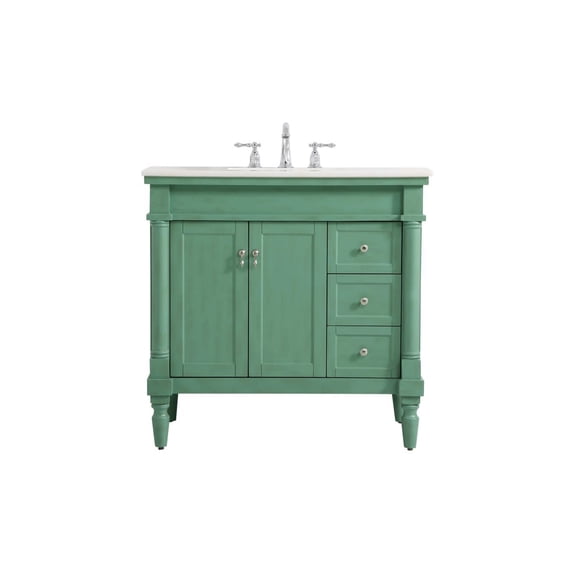 Elegant Decor Lexington 36" Solid Wood Single Bathroom Vanity in Vintage Mint