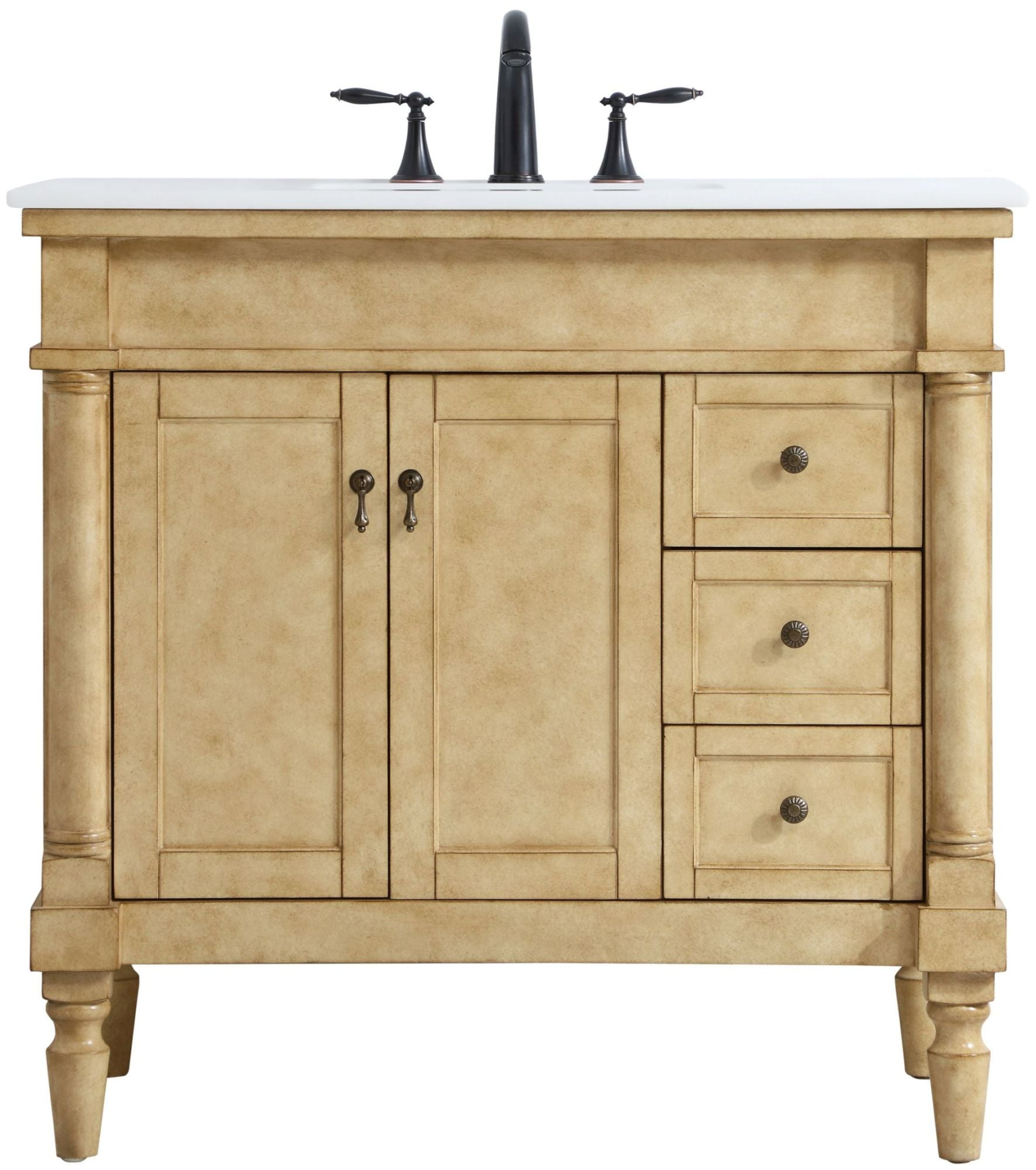 Lexington 36" Antique Beige Single Vanity with Marble Top