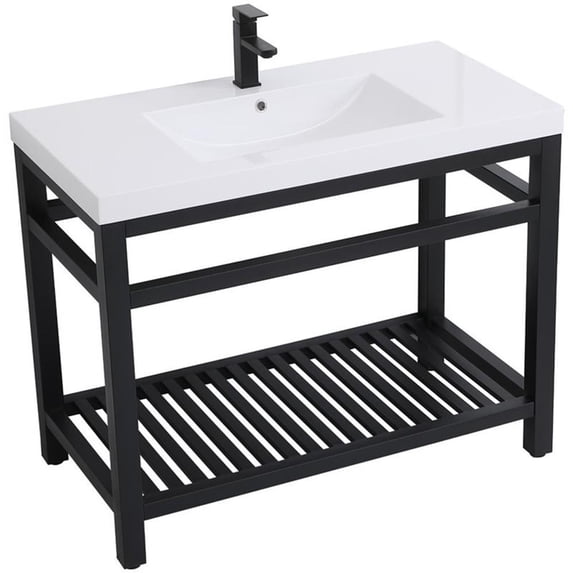 42 inch Single Bathroom Metal Vanity in Black
