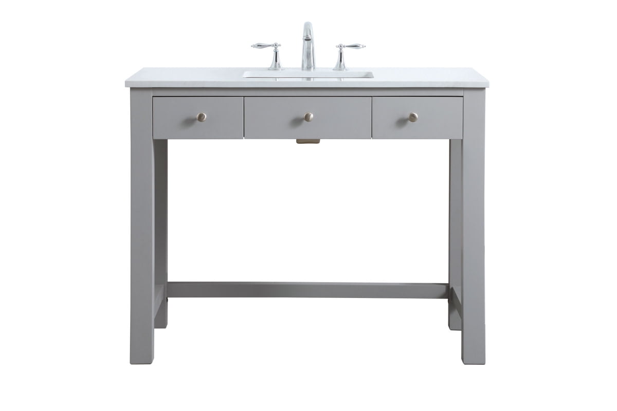 Hudson 42'' Grey Single Bathroom Vanity with Engineered Marble Top