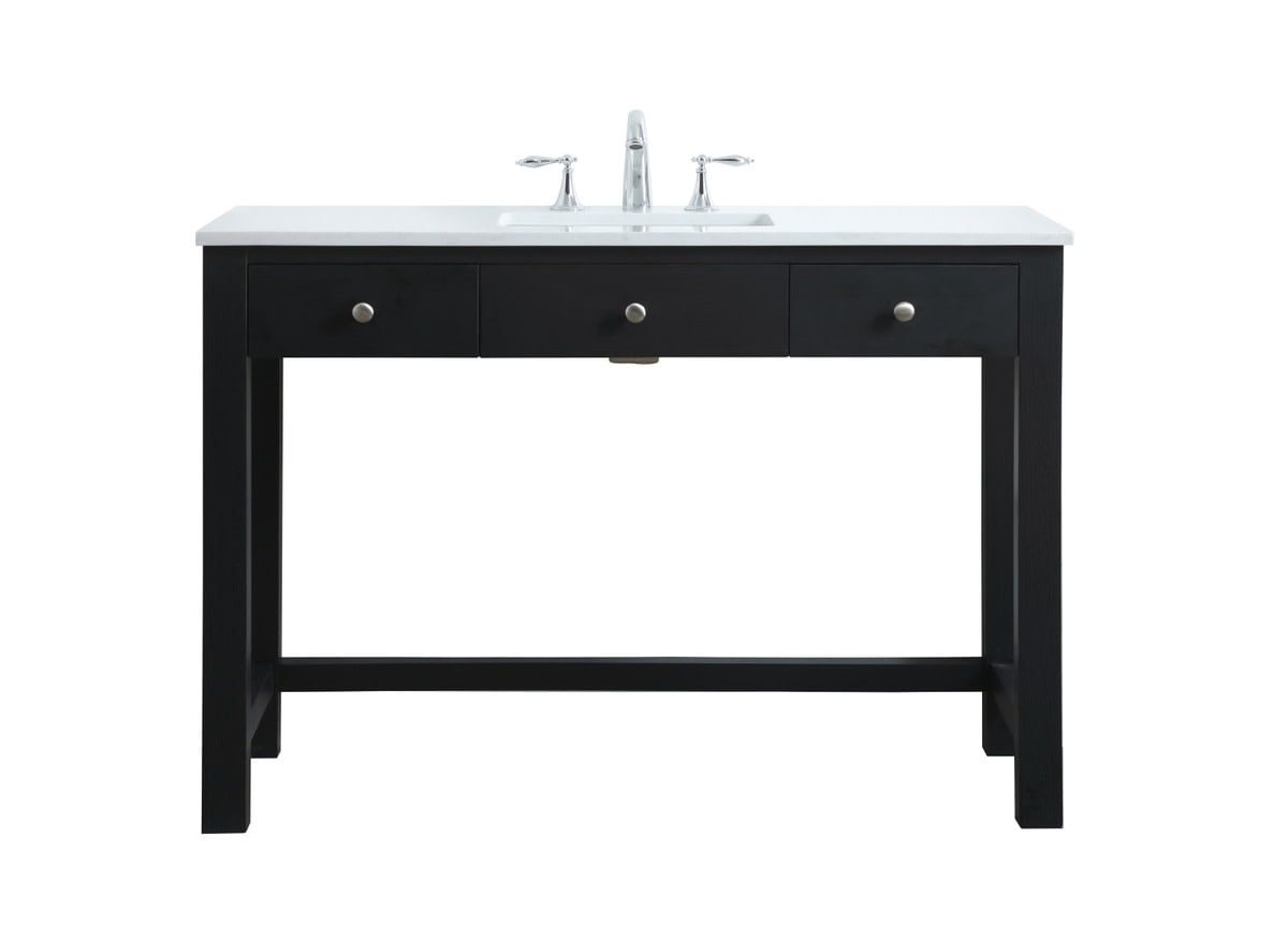Hudson 48'' Black Freestanding Single Bathroom Vanity with Marble Top