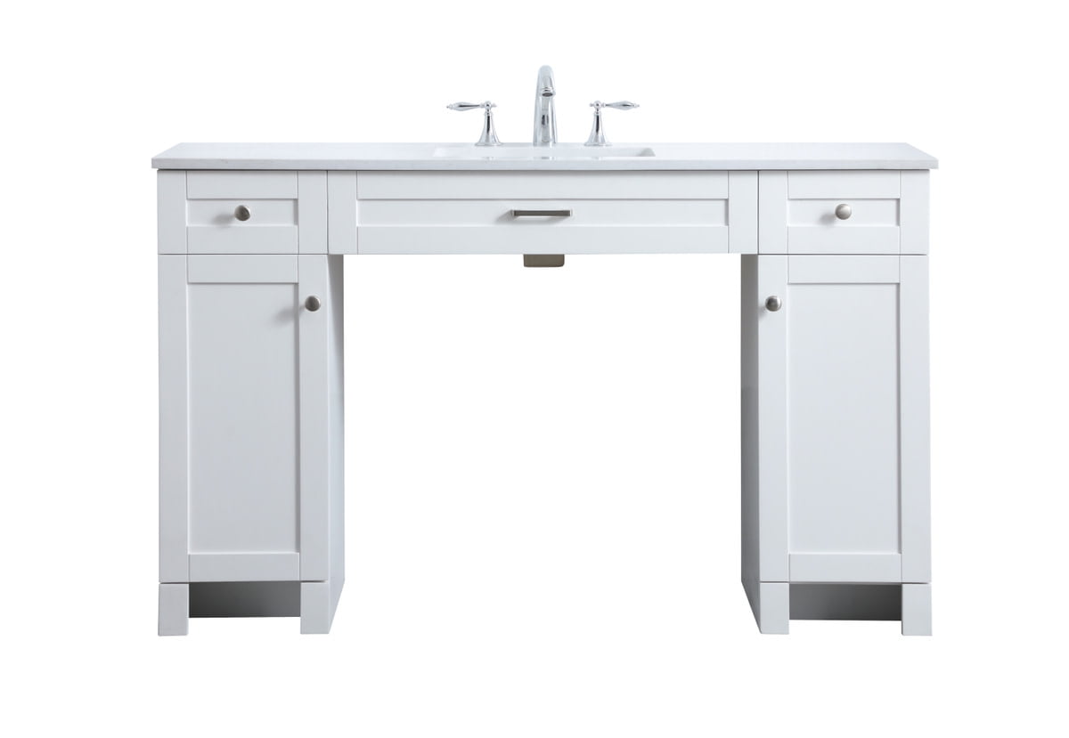 Cooper 54'' White Freestanding Bathroom Vanity with Marble Top