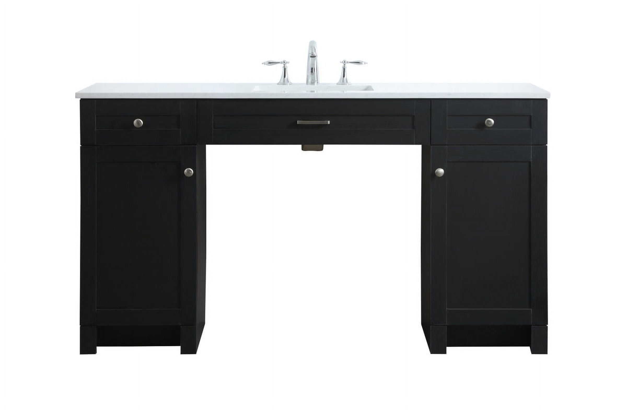 60'' Black Freestanding Bathroom Vanity with Calacatta Marble Top
