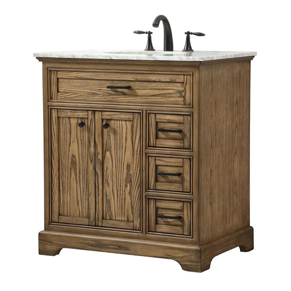 Driftwood Single Bathroom Vanity with Carrara Marble Top