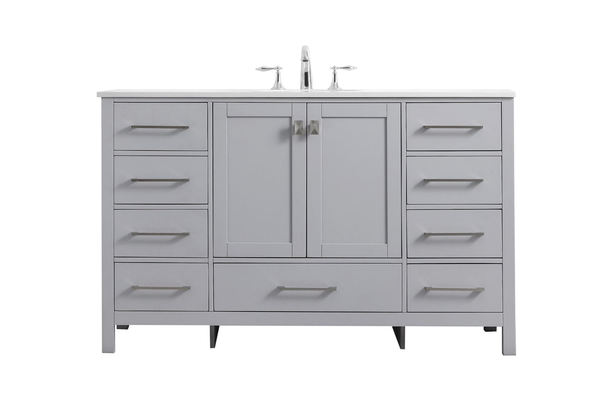 Grey 54'' Single Bathroom Vanity with Calacatta Marble Top
