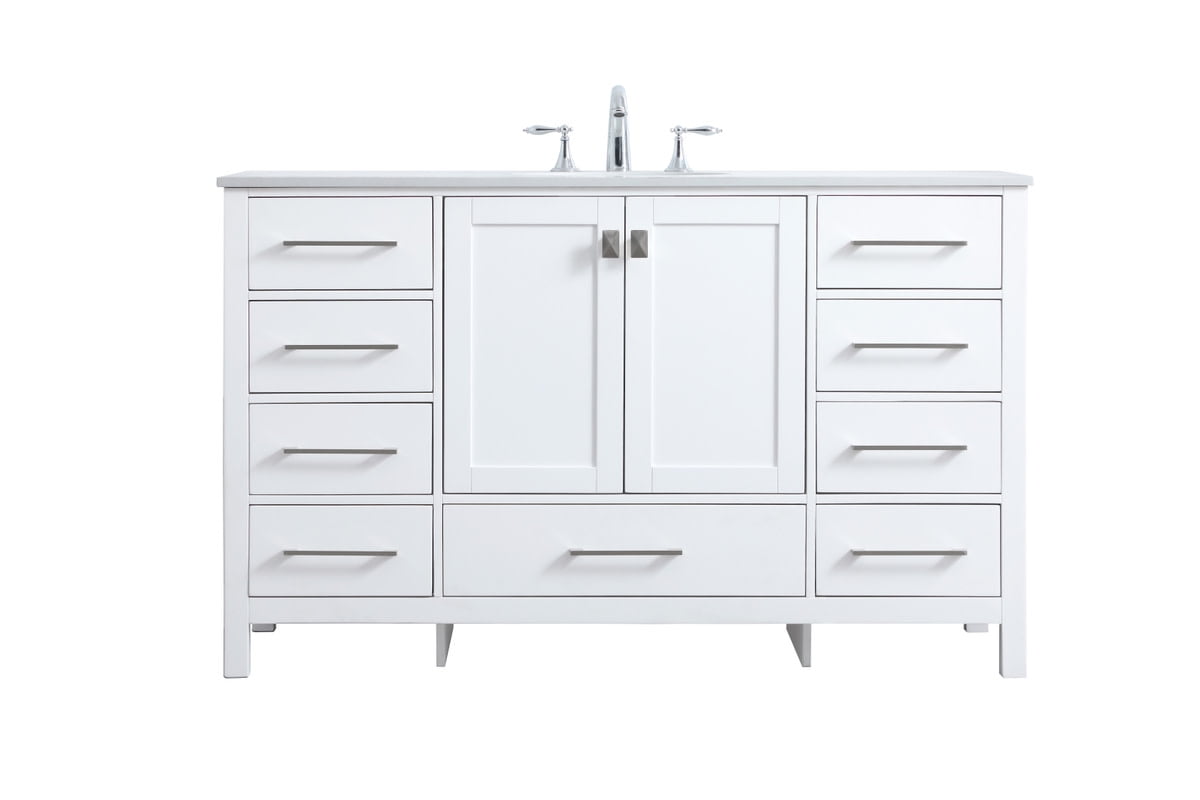 Irene 54'' White Single Bathroom Vanity with Calacatta Marble Top