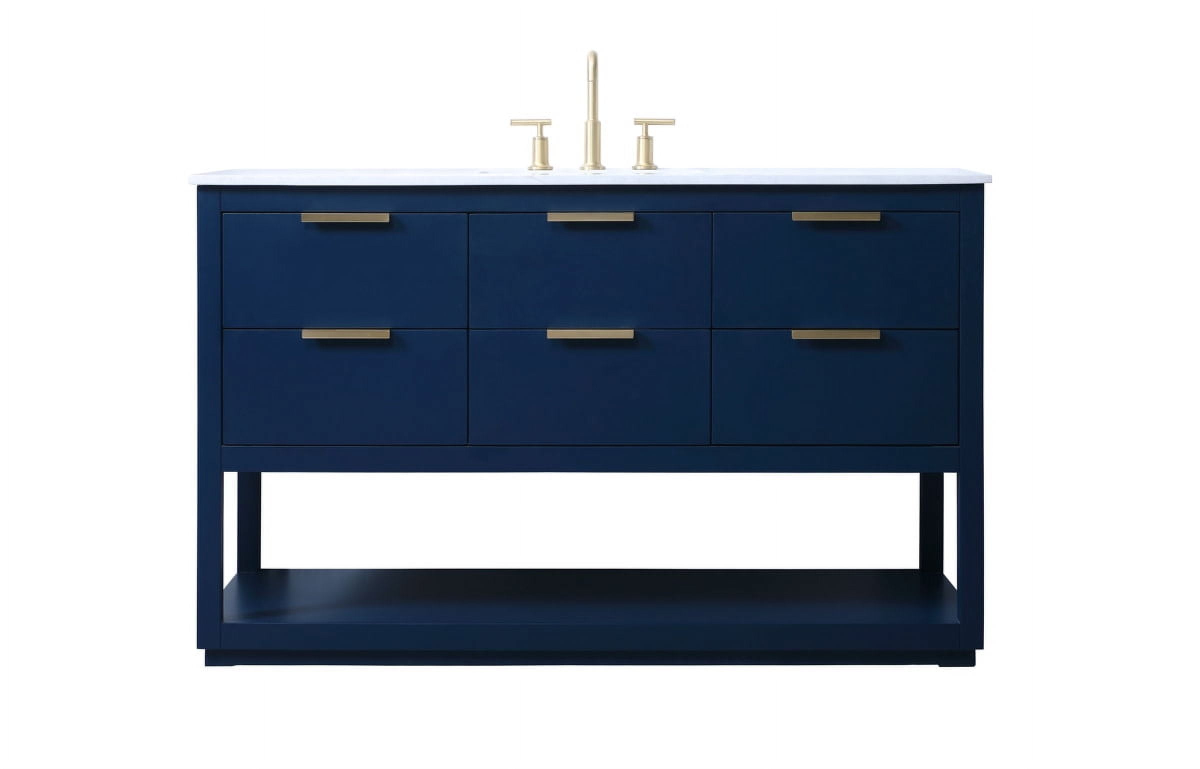Elegant Blue 54" Freestanding Bathroom Vanity with Gold Hardware