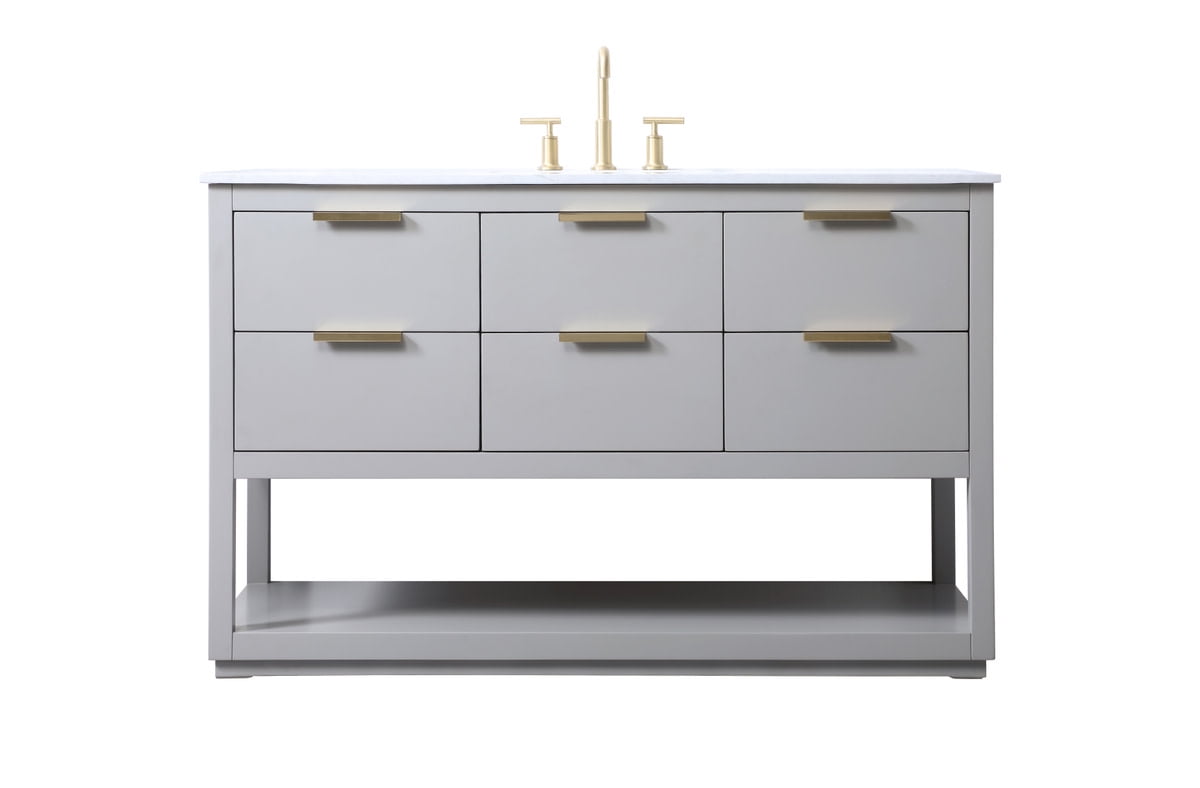 Larkin 54'' Grey Single Bathroom Vanity with Engineered Marble Top