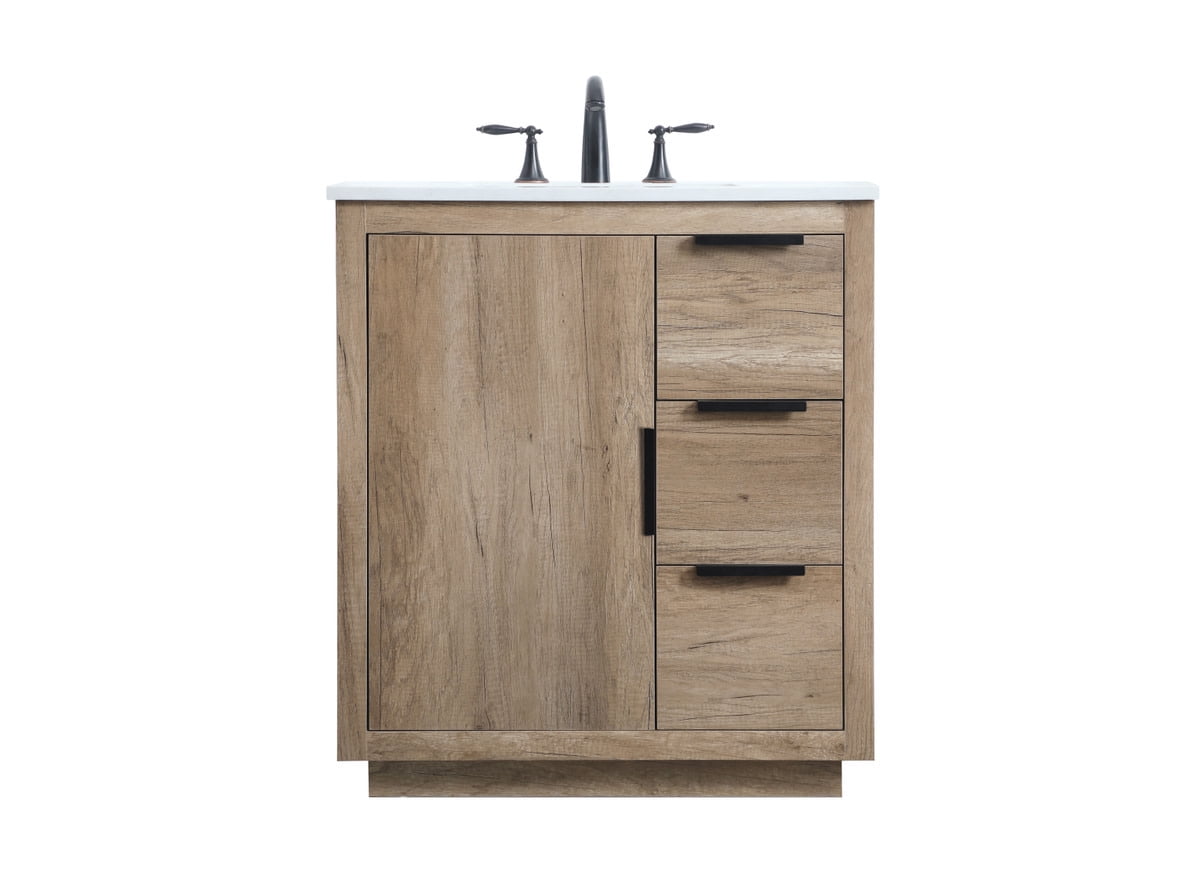 Natural Oak 30" Freestanding Vanity with Marble Top