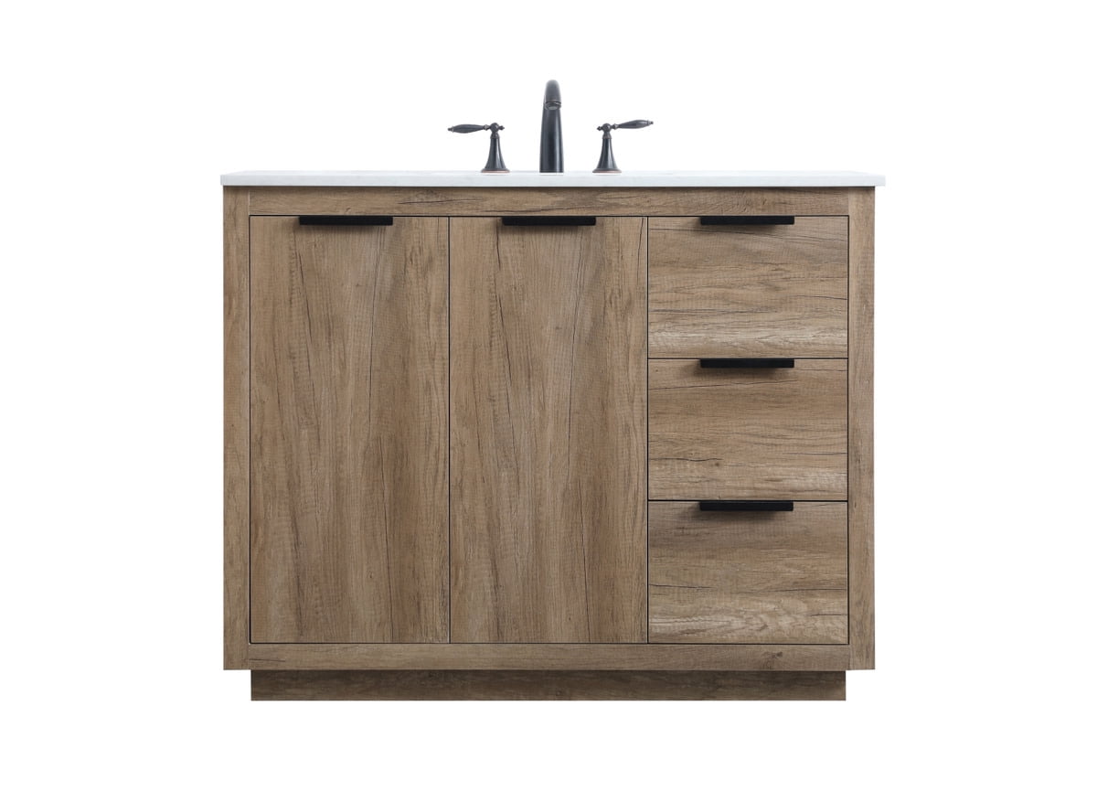 Natural Oak 42" Freestanding Vanity with Marble Top