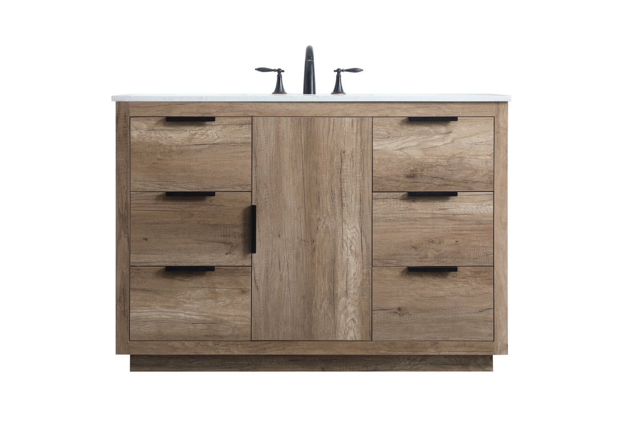 Natural Oak 48" Freestanding Vanity with Marble Top