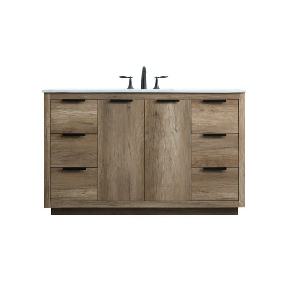 Elegant Kitchen and Bath 54 Inch SIngle Bathroom Vanity In Natural Oak