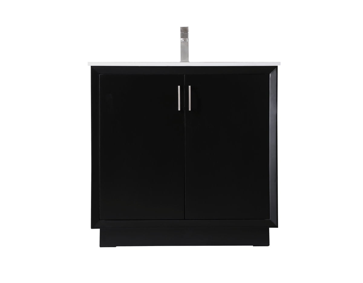 Hayes 36'' Black Freestanding Vanity with Calacatta Marble Top