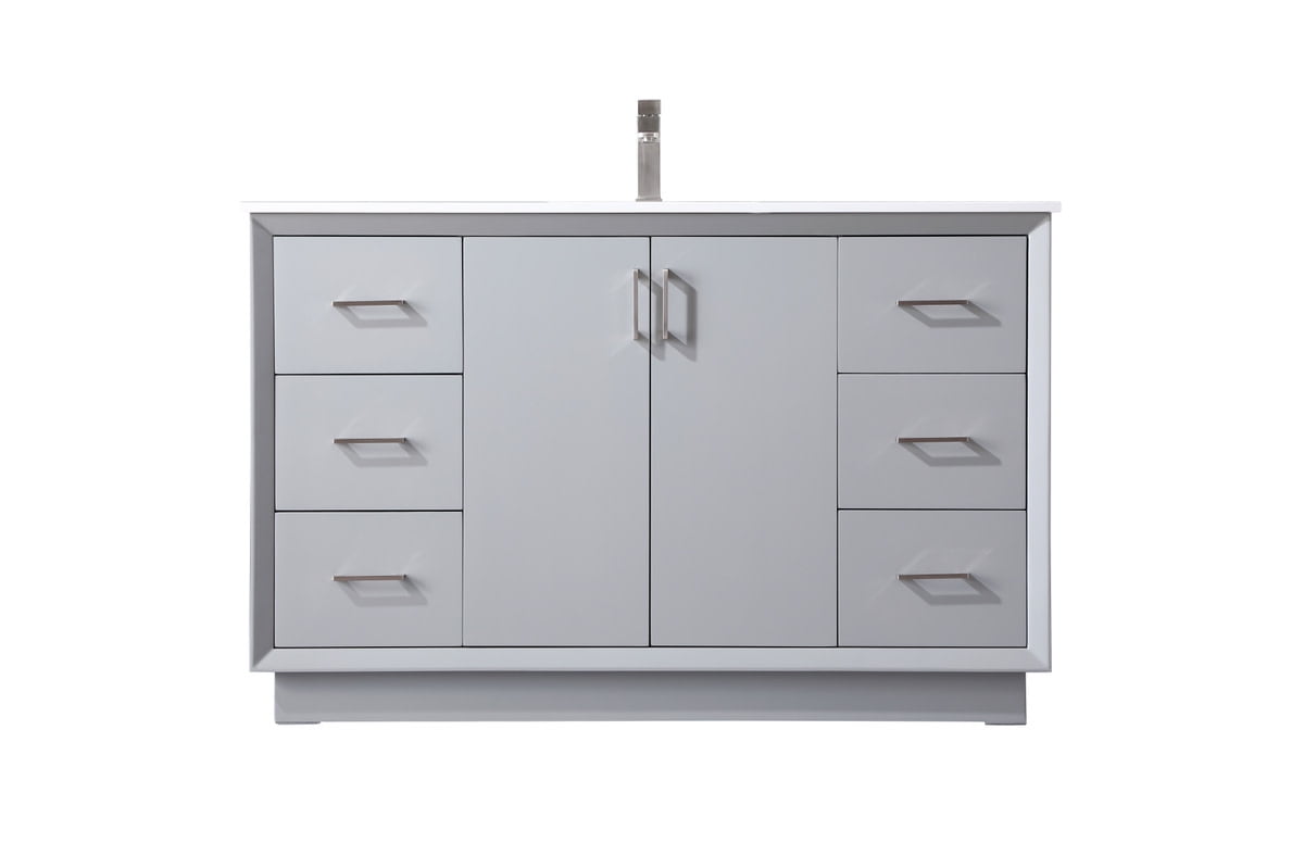 Hayes 60'' Gray Freestanding Single Vanity with Engineered Marble Top