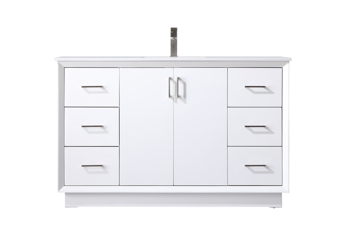 Hayes 60'' White Freestanding Bathroom Vanity with Engineered Marble Top