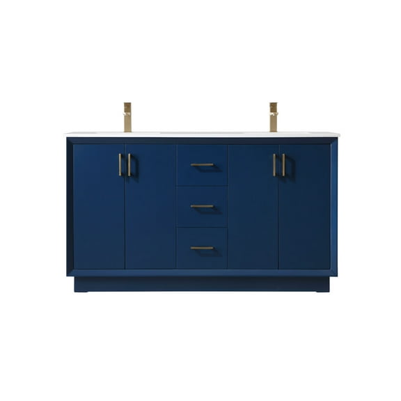Elegant Kitchen and Bath 60 Inch Double Bathroom Vanity In Blue