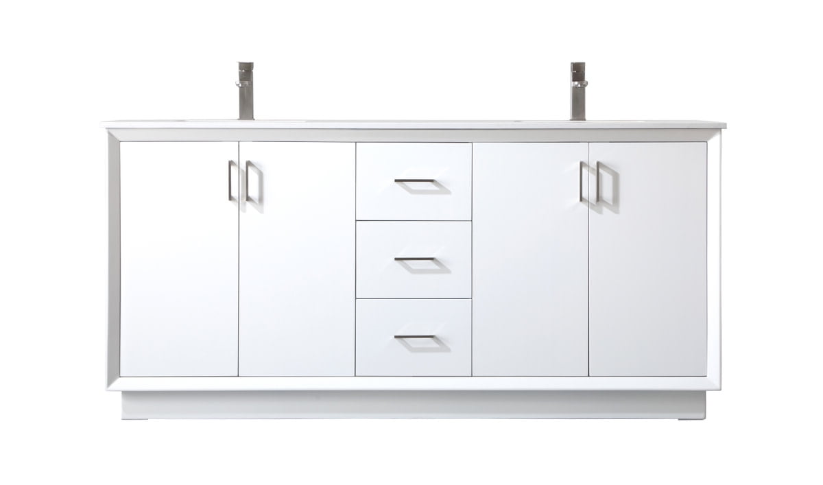 Hayes 72" White Double Vanity with Calacatta Marble Top