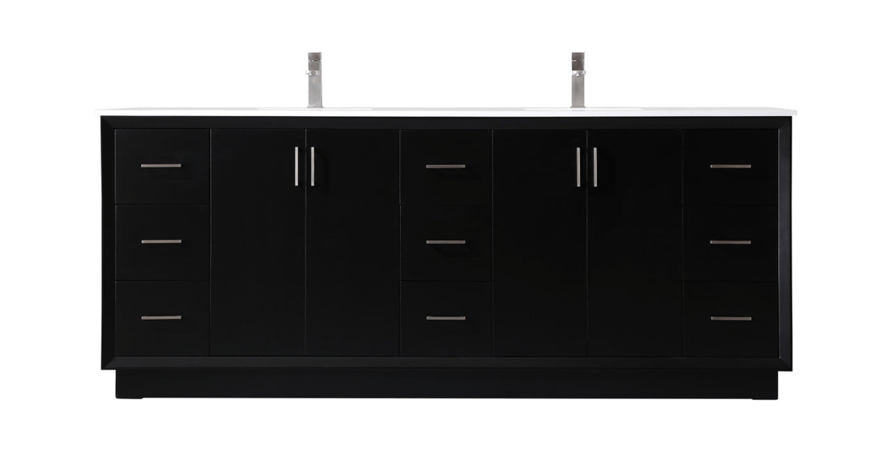 Hayes 84'' Black Double Vanity with Engineered Marble Top