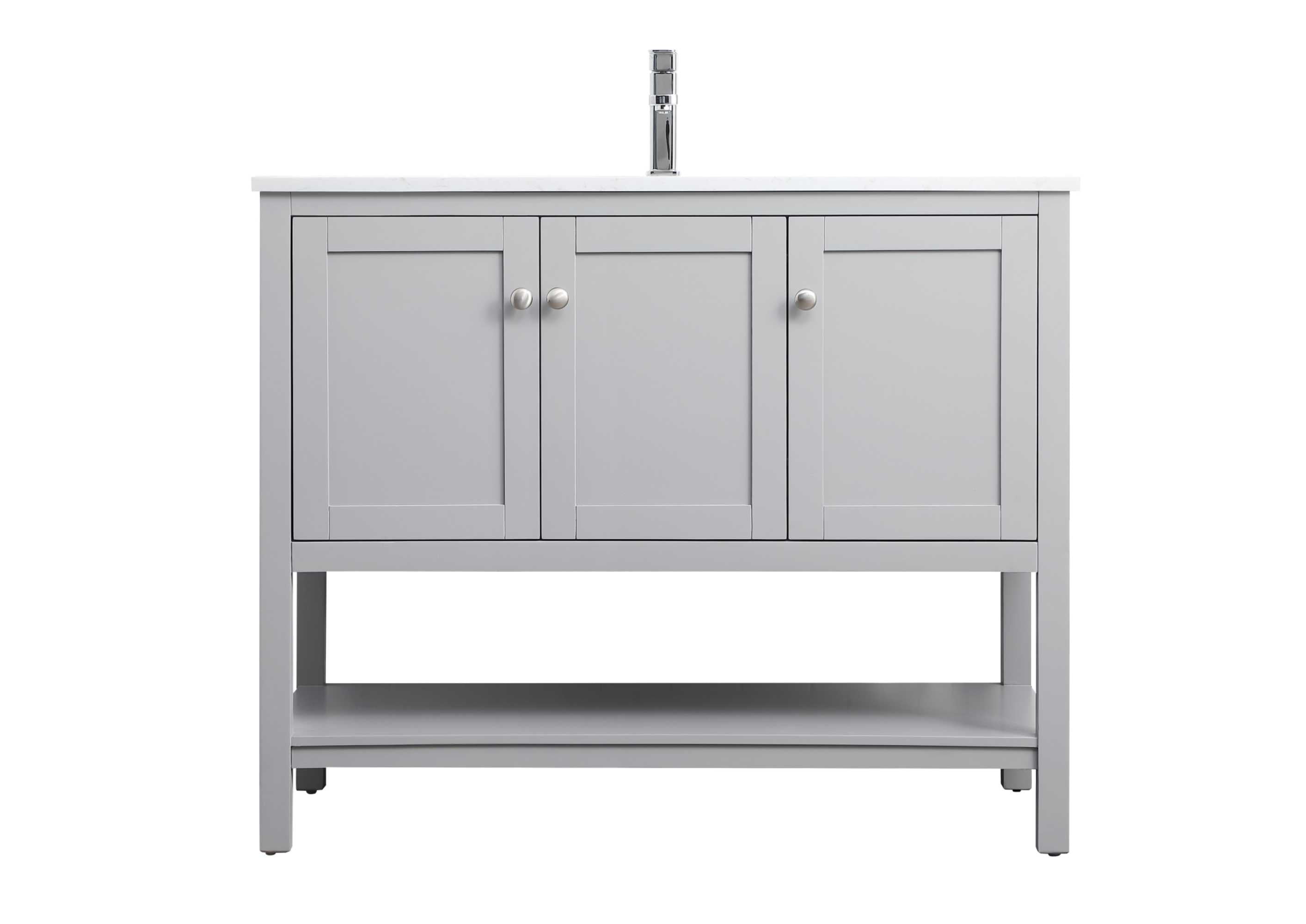 Gray Freestanding Single Vanity with Calacatta Marble Top
