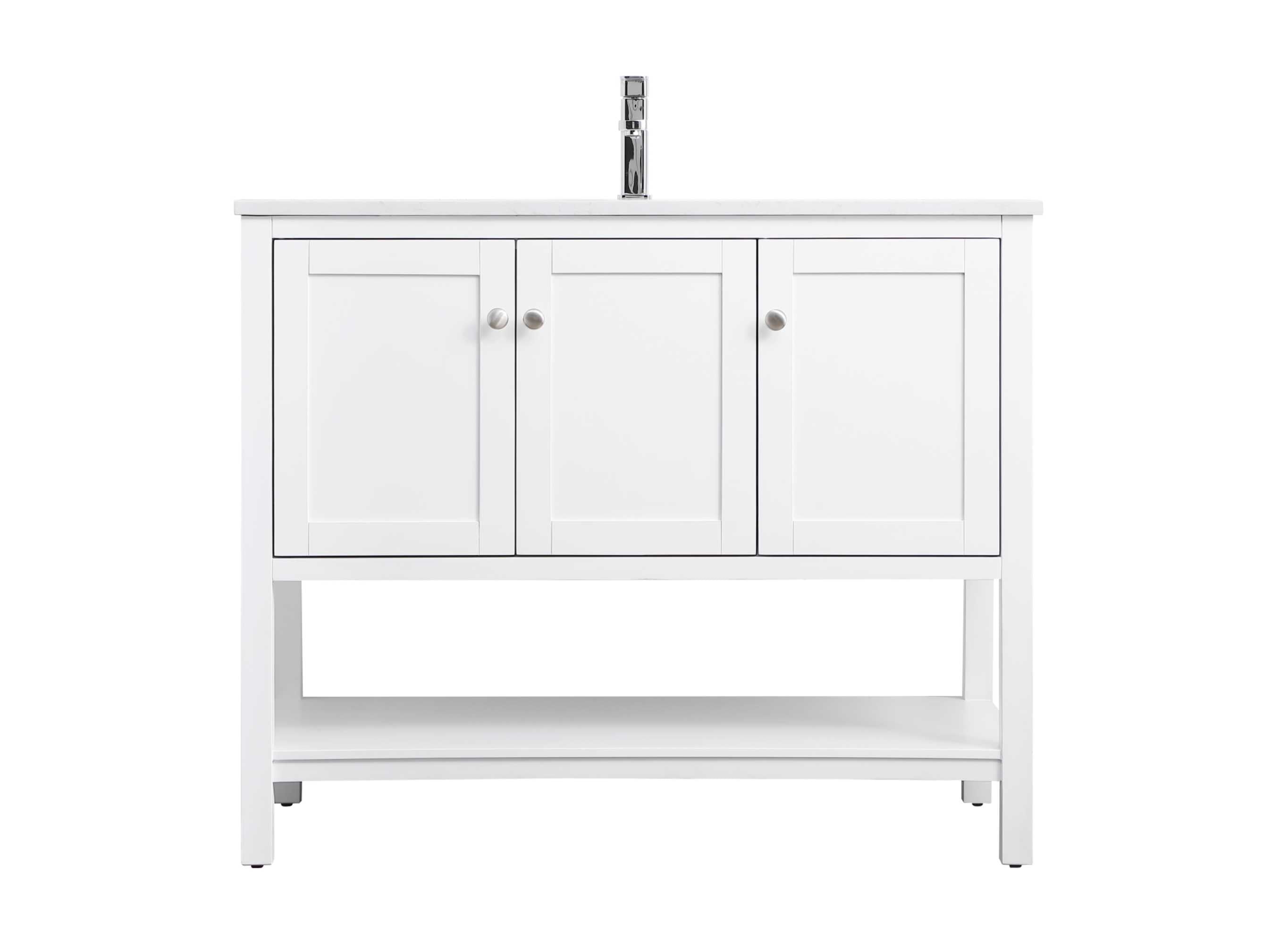 42" White Freestanding Single Vanity with Calacatta Marble Top