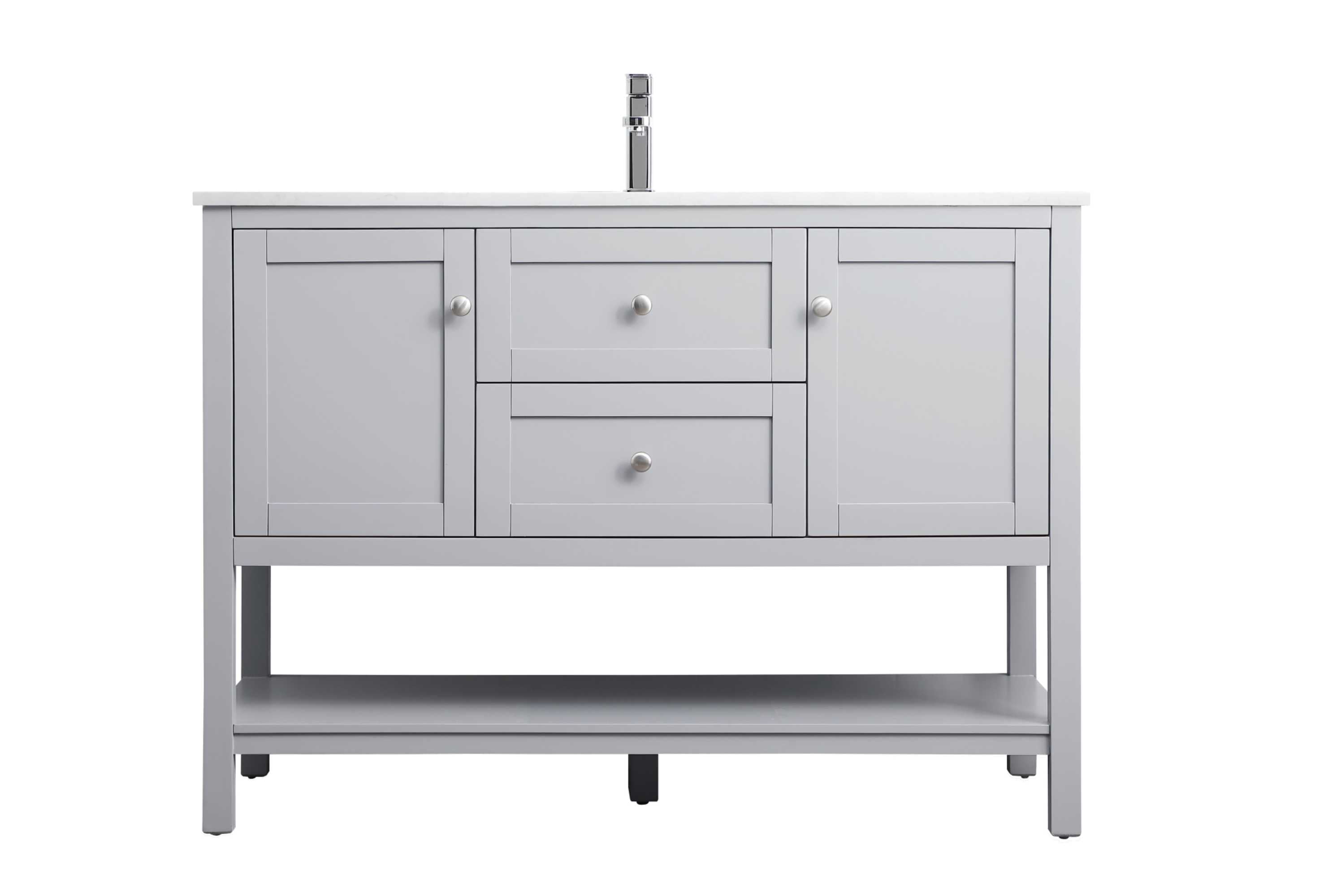 Heath 48" Grey Freestanding Single Vanity with Calacatta White Marble Top