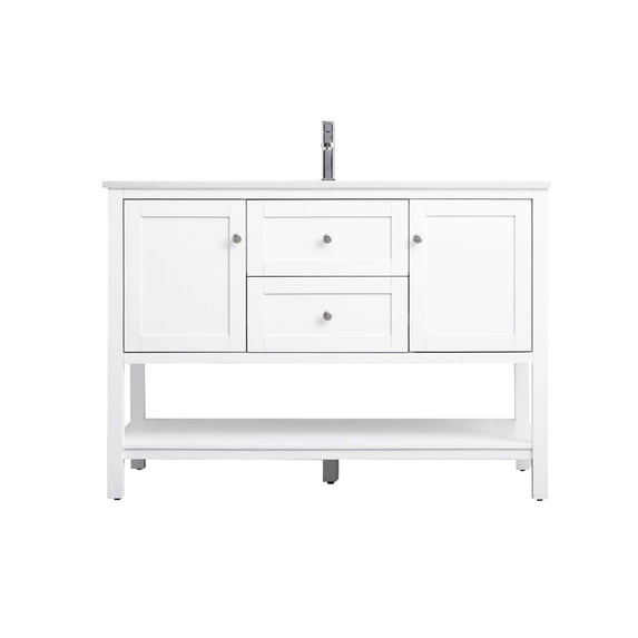 Elegant Lighting Vf22248 Heath 48" Free Standing Single Basin Vanity Set - White