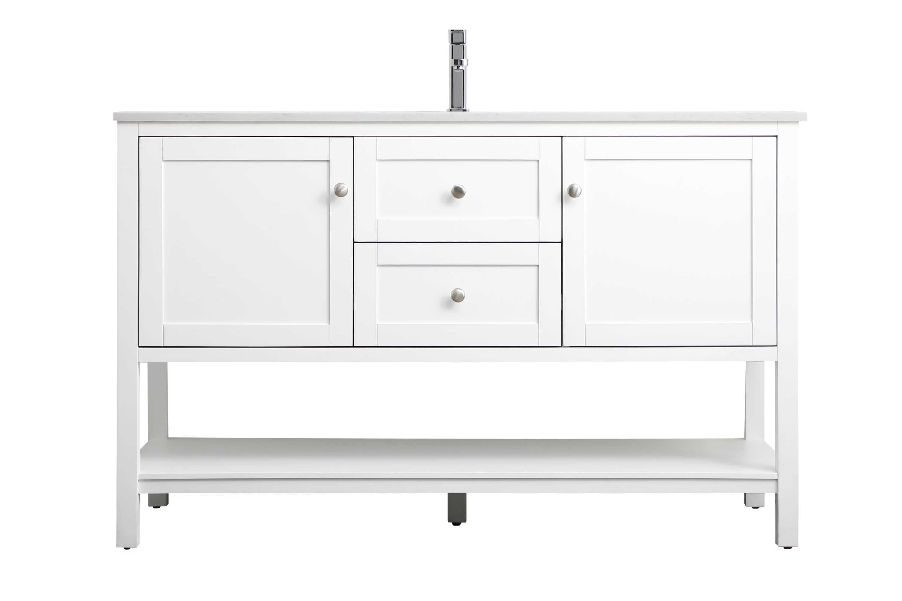 Heath 54'' White Double Vanity with Engineered Marble Top