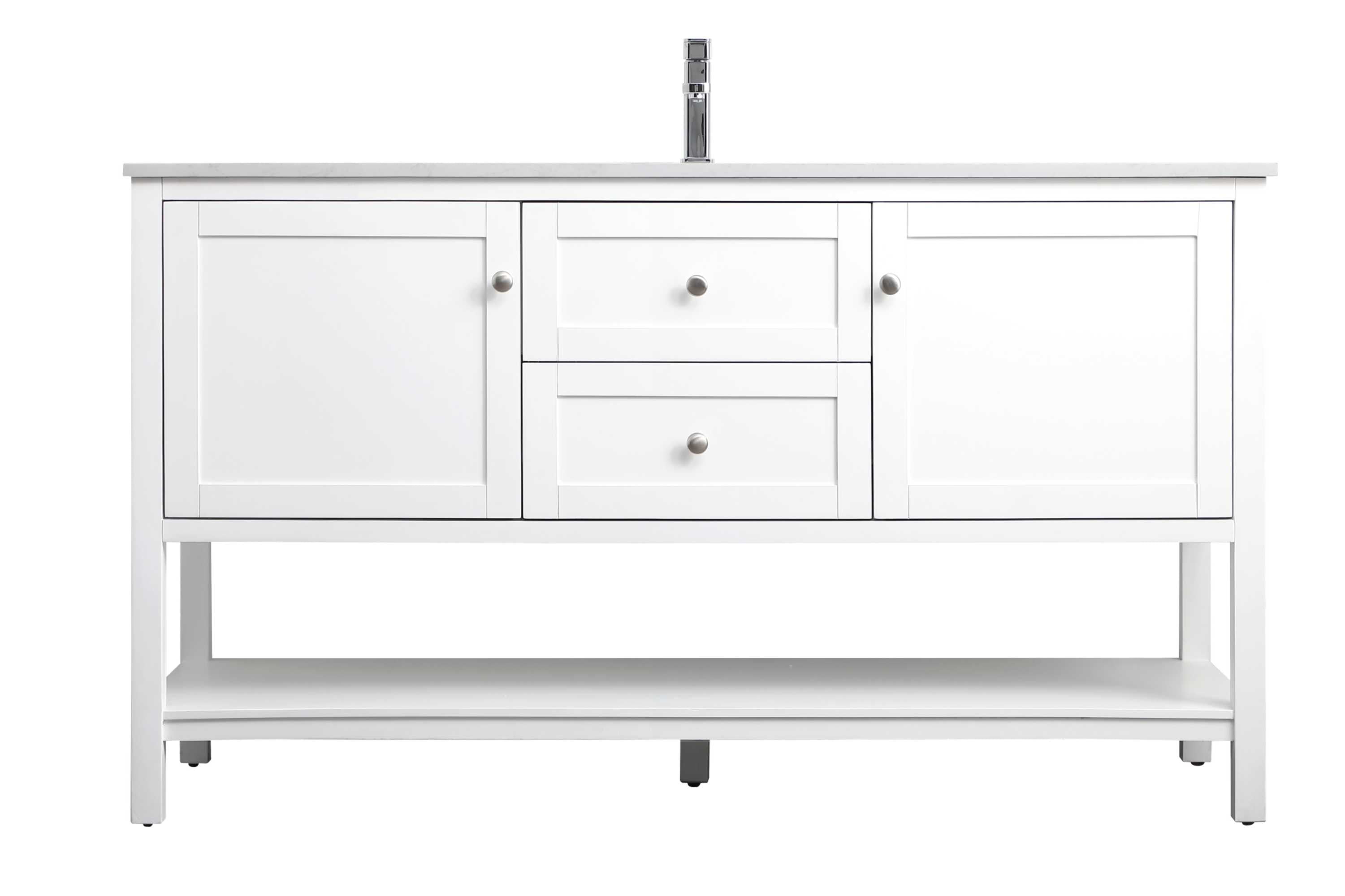 Heath 60'' White Freestanding Double Bathroom Vanity with Engineered Marble Top