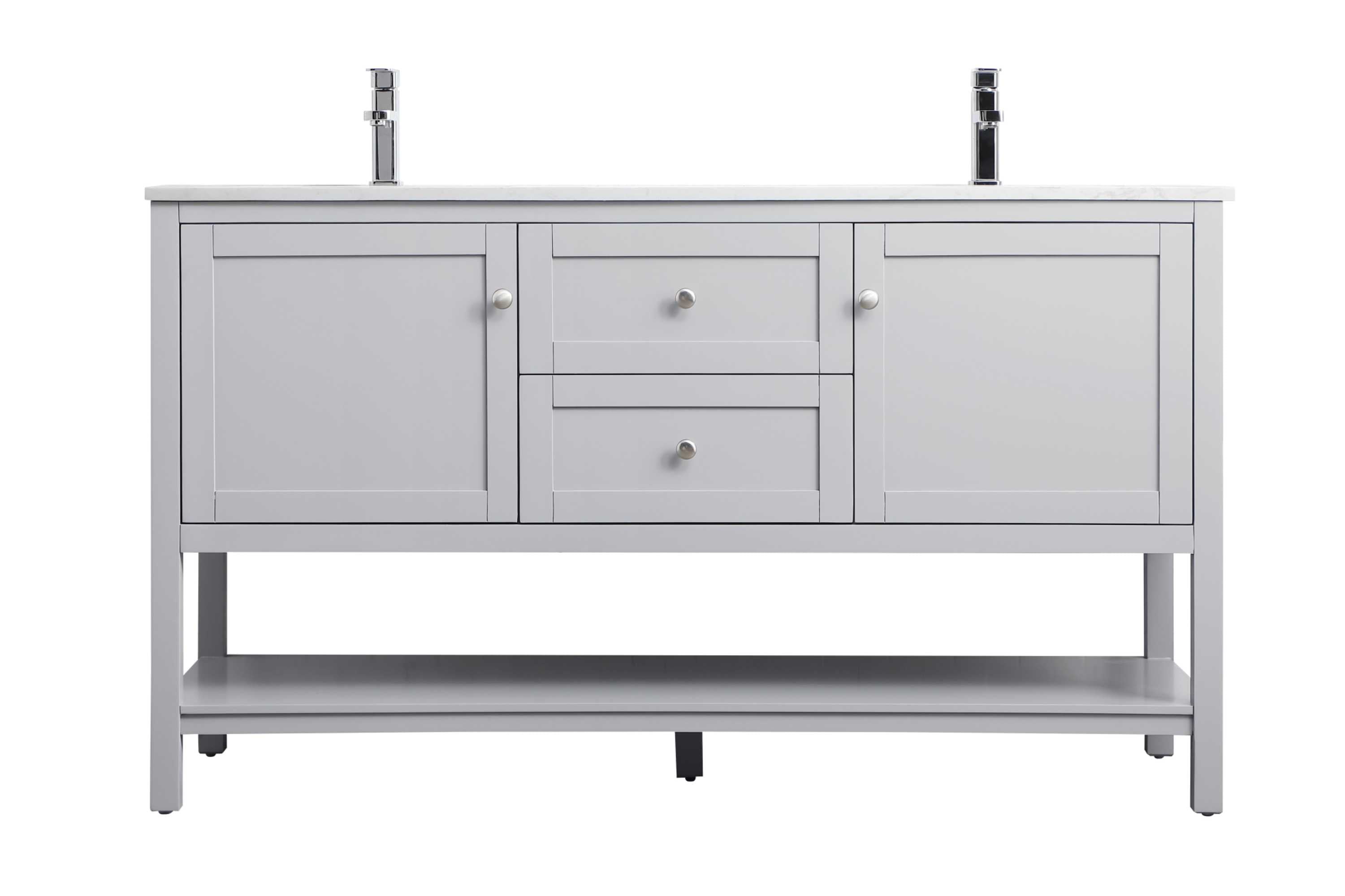Heath 60'' Gray Freestanding Double Vanity with Marble Top