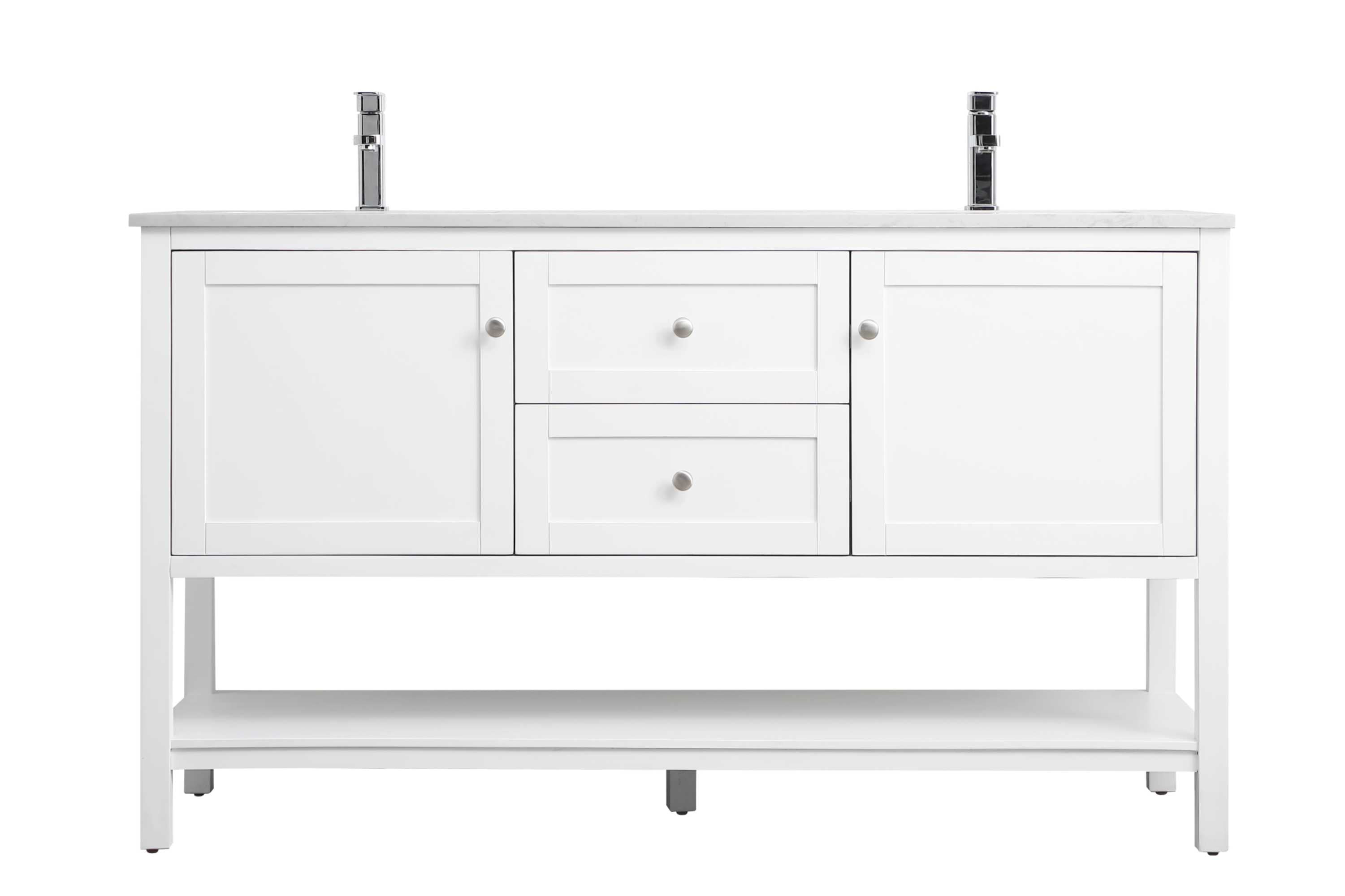 Heath 60'' White Freestanding Double Vanity with Marble Top