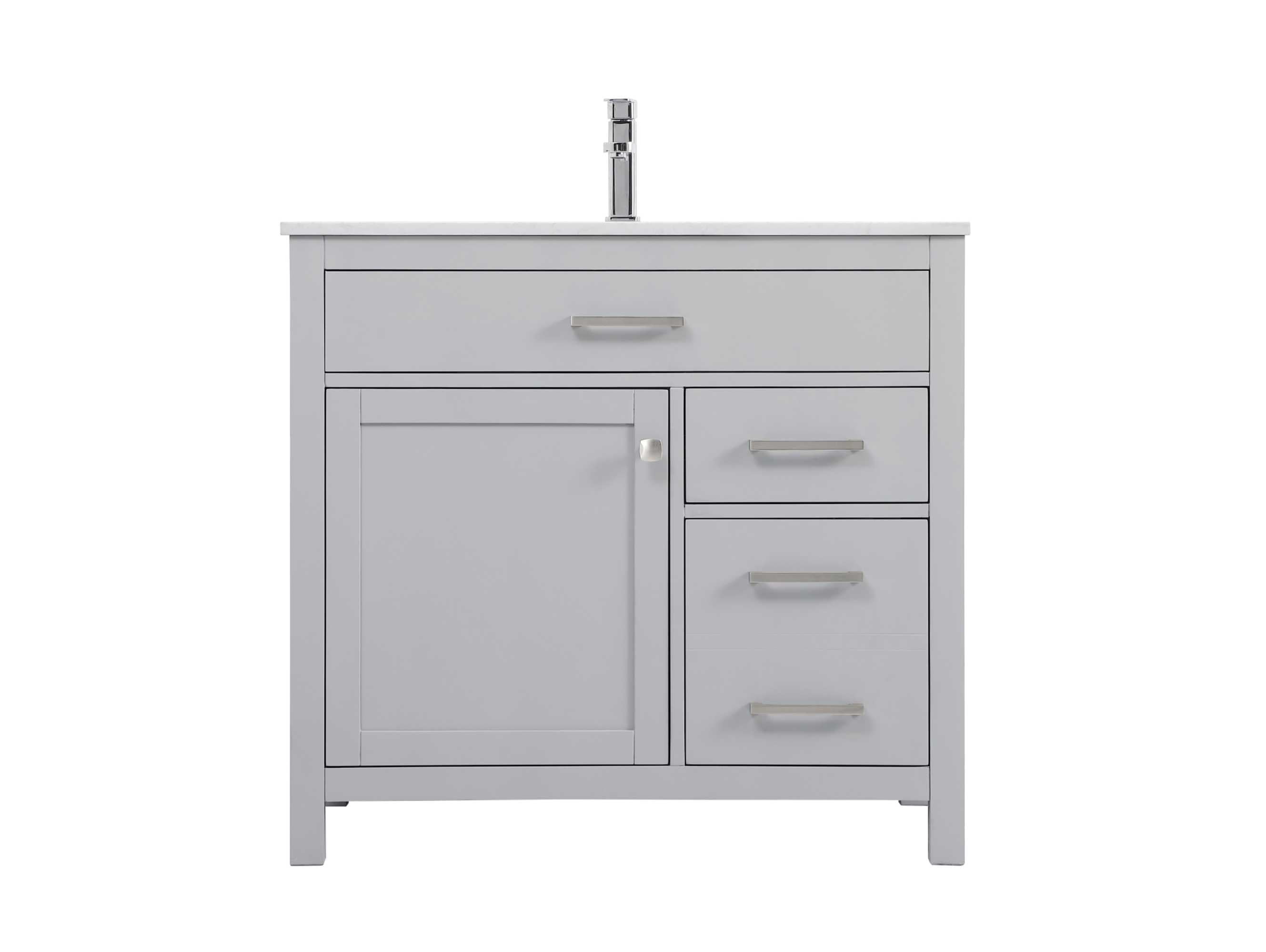 36" Grey Freestanding Vanity with Calacatta Marble Top