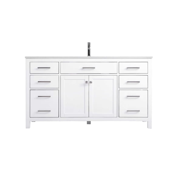 Elegant Lighting Vf23360 Lewis 60" Free Standing Single Basin Vanity Set - White