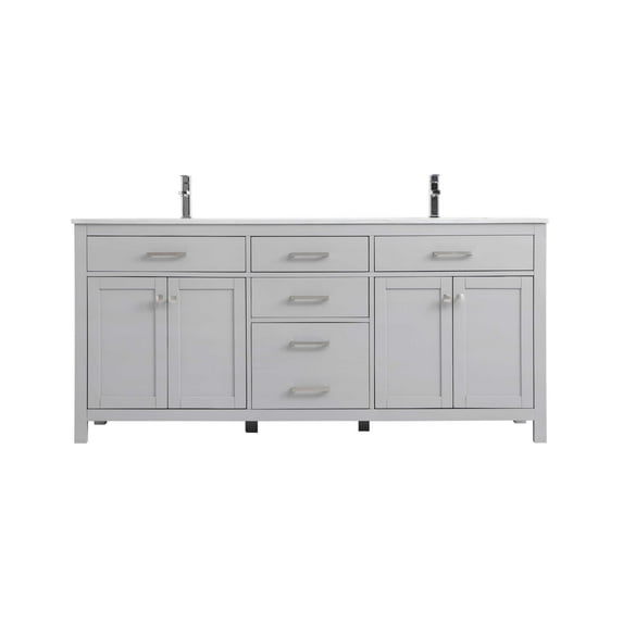 Elegant Lighting Vf23372d Lewis 72" Free Standing Double Basin Vanity Set - Grey
